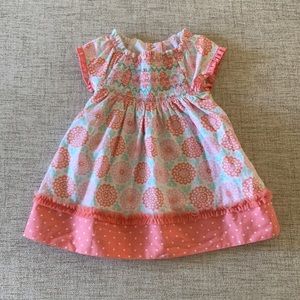 Printed smoked dress 0- 3 months